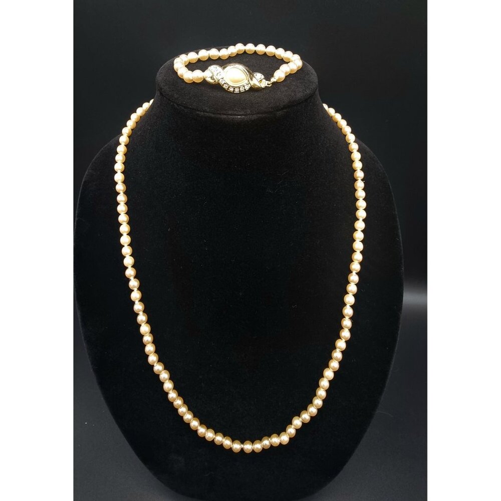 Vintage NOLAN MILLER 1990s Pearl Necklace & Bracelet Set